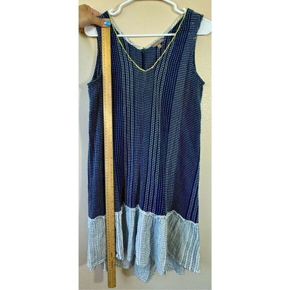 Lilla P V-Neck Peplum Summertime Soft Cotton Dark & Light Blue Mini Dress Small - Picture 6 of 9